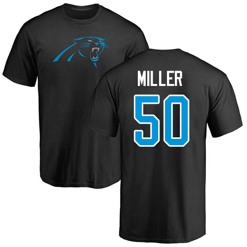 Carolina Panthers Men Black Christian Miller Name and Number Logo NFL Football #50 T Shirt